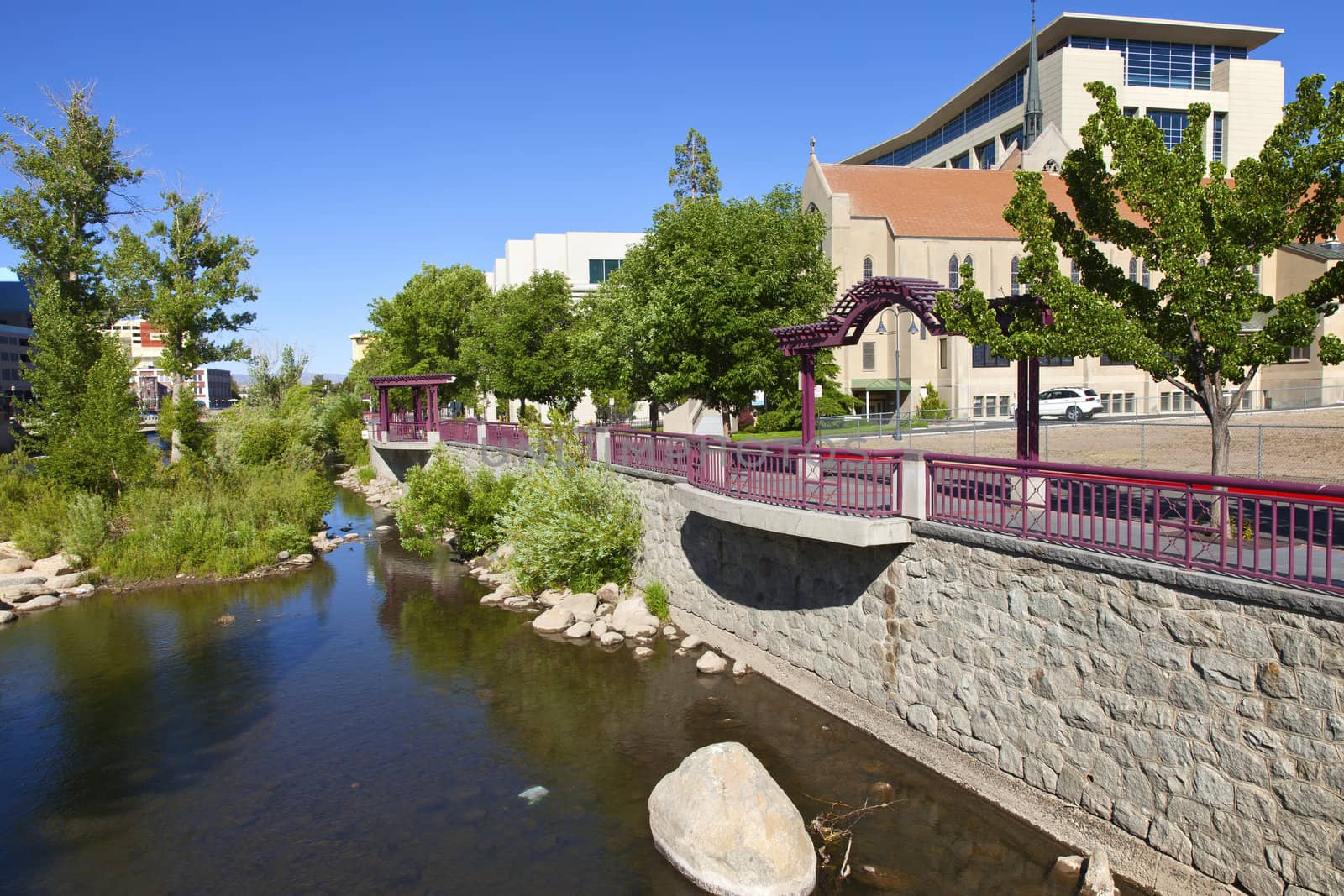 Reno downtown architecture and park, Nevada.