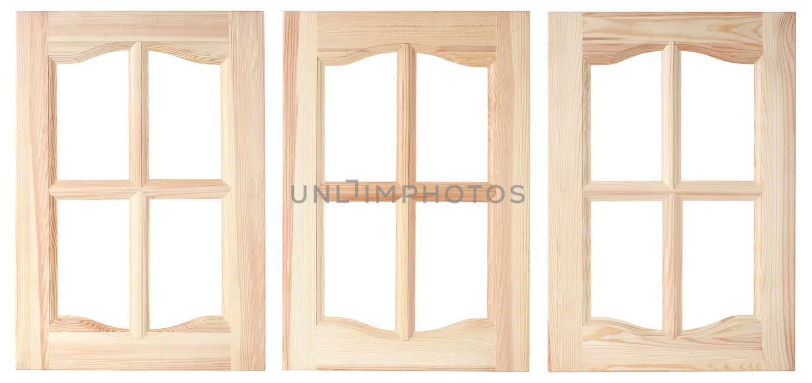 Three unpainted furniture doors, are made of a tree