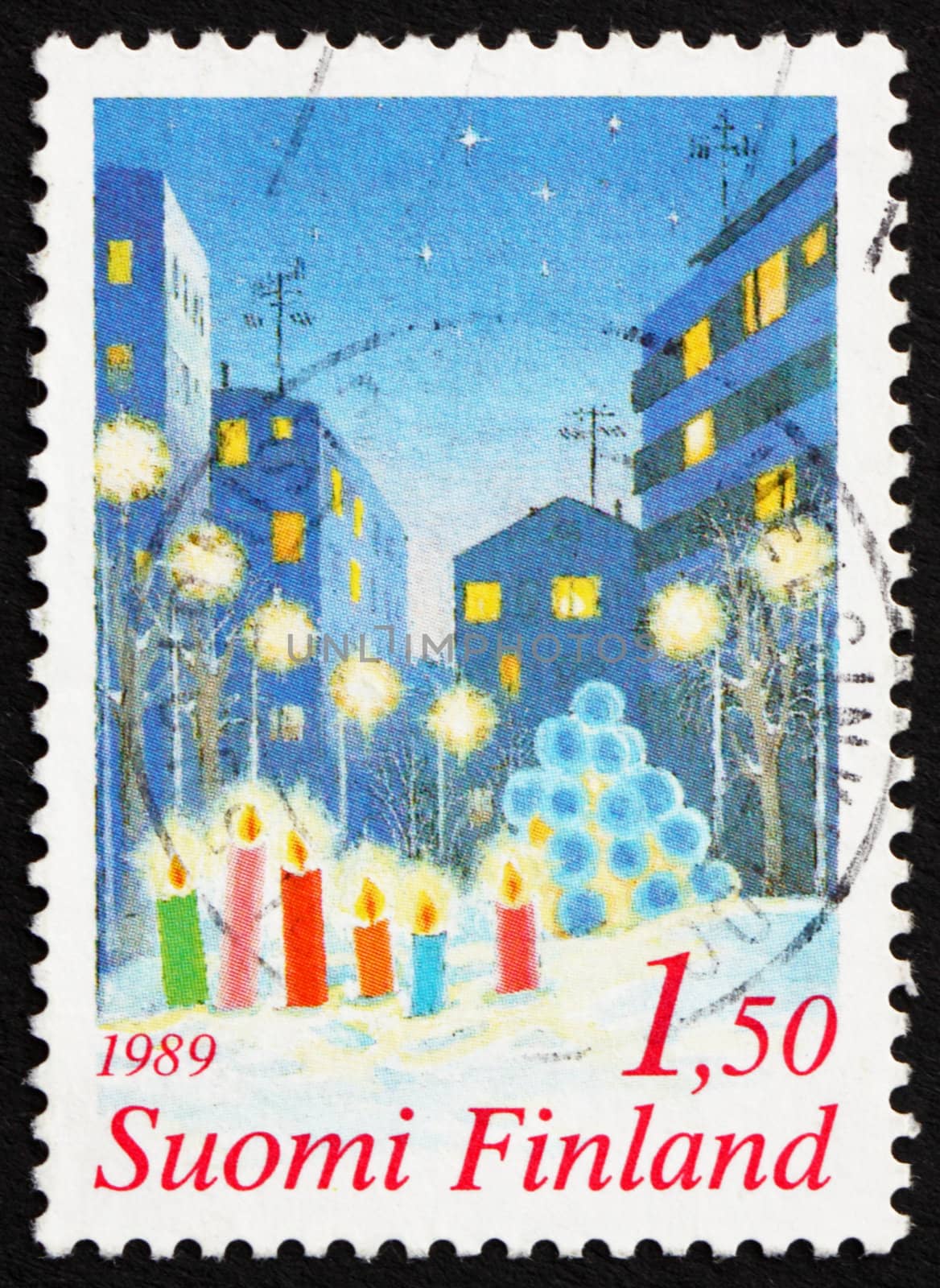 Postage stamp Finland 1981 Candles in the Snow, Christmas by Boris15