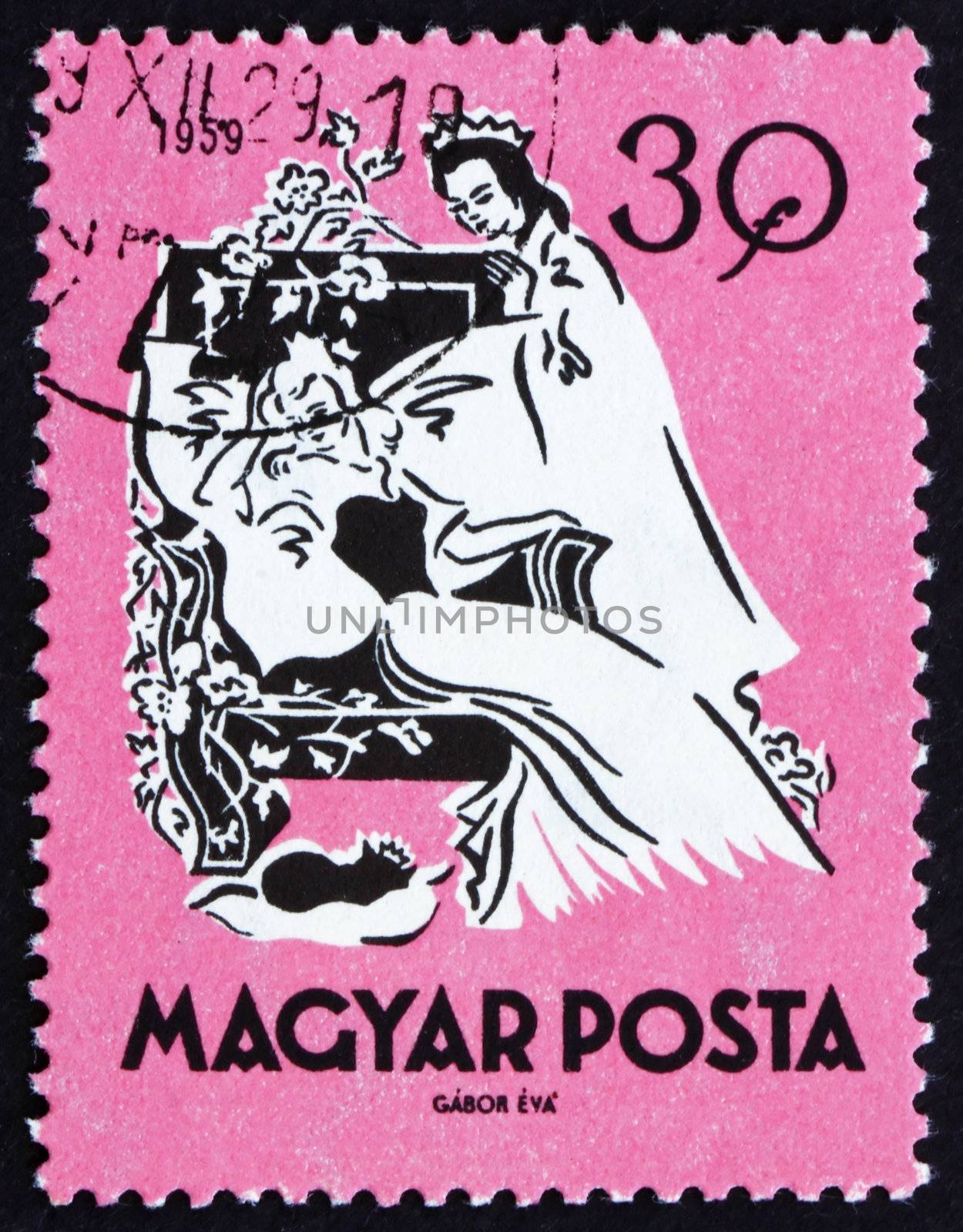 HUNGARY - CIRCA 1959: a stamp printed in the Hungary shows Sleeping Beauty, Fairy Tale, circa 1959