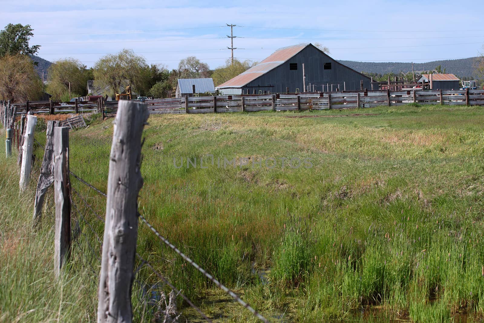 Old farmhouse and fences in southern Oregon.