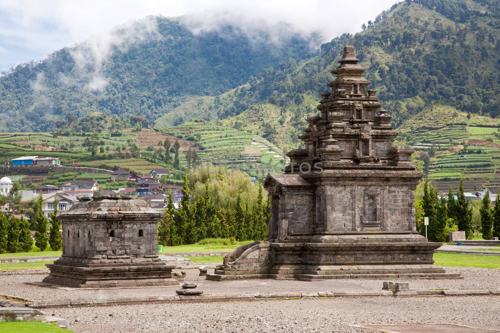Dieng temple Arjuna  complex plateau National Park Wonosobo Central Java Indonesia. 