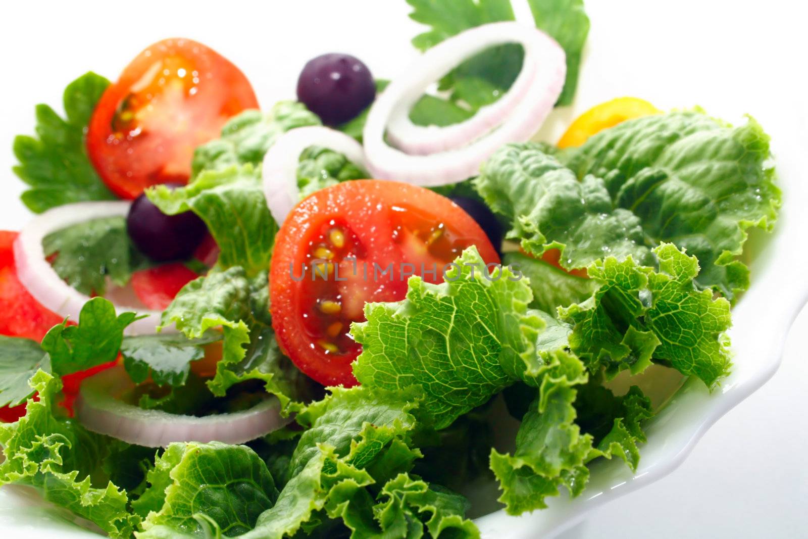 tasty tomato salad on a white cup