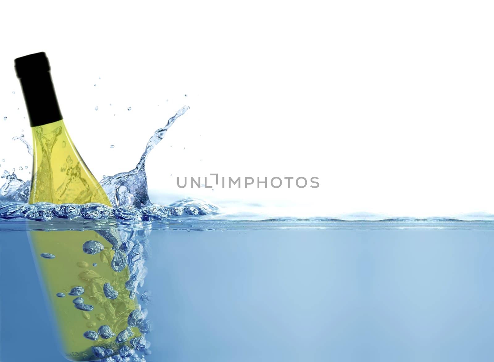 Floating bottle in blue water by razihusin