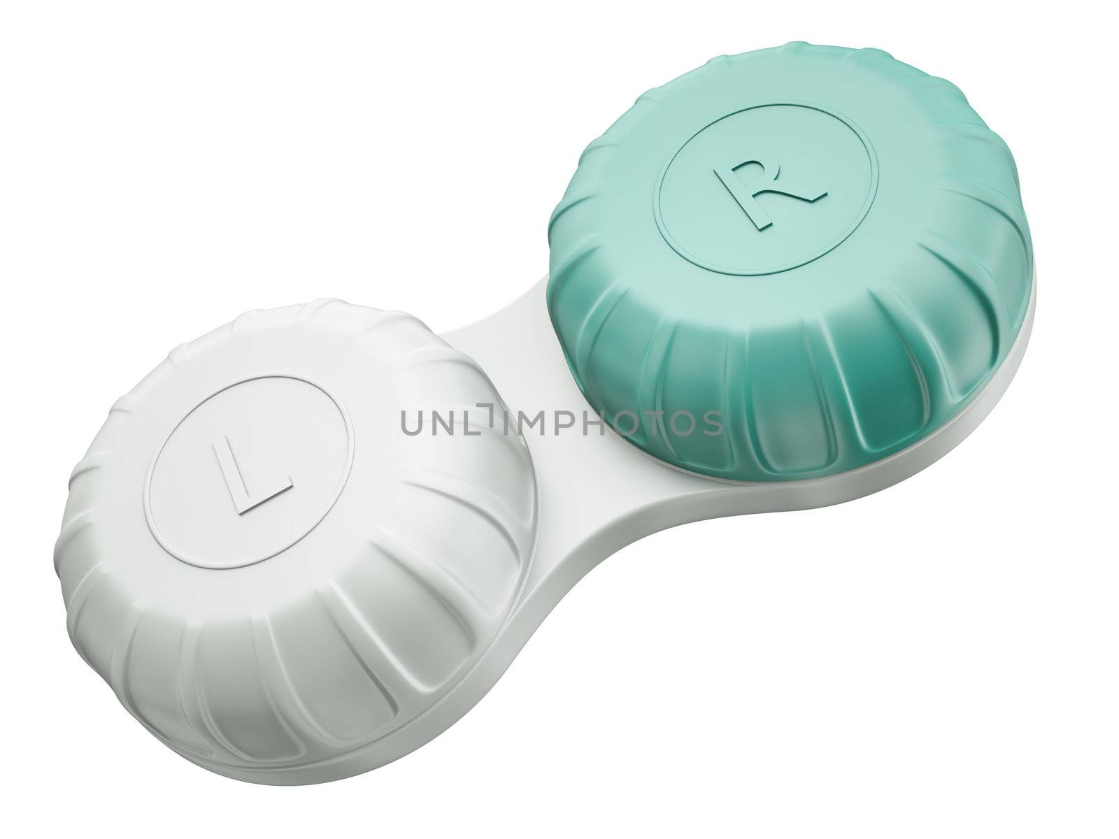 Contact lenses case isolated on white background. 3D render.