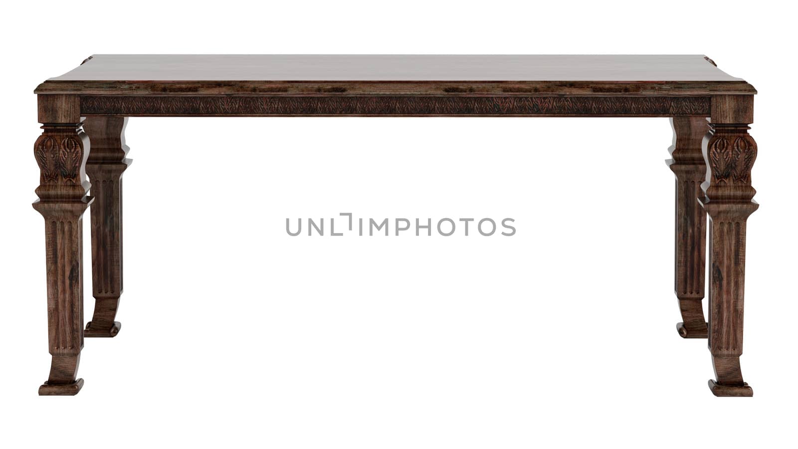 Antique wooden table isolated on white background