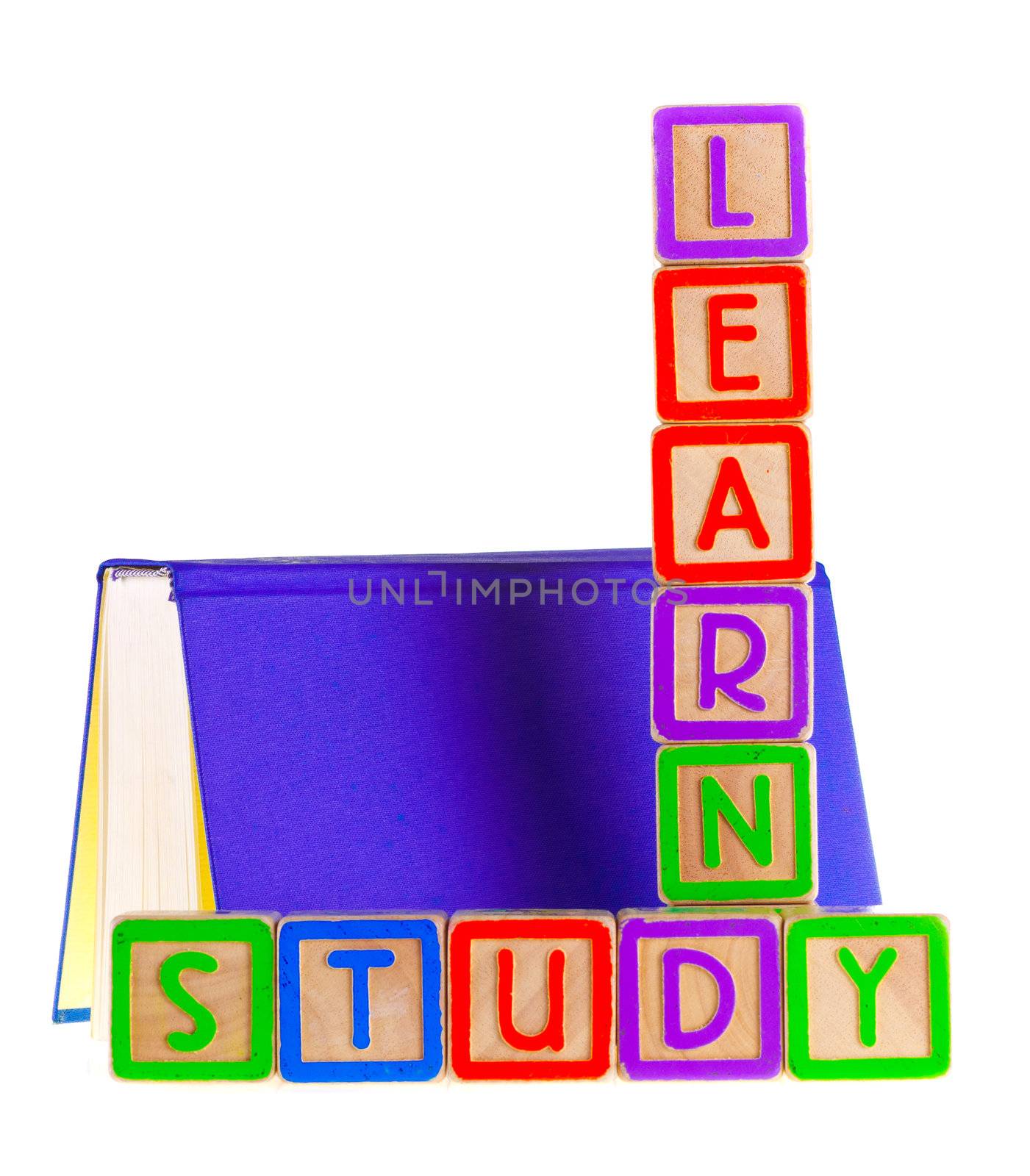 Learn Spelled Out Leaning on Open Book