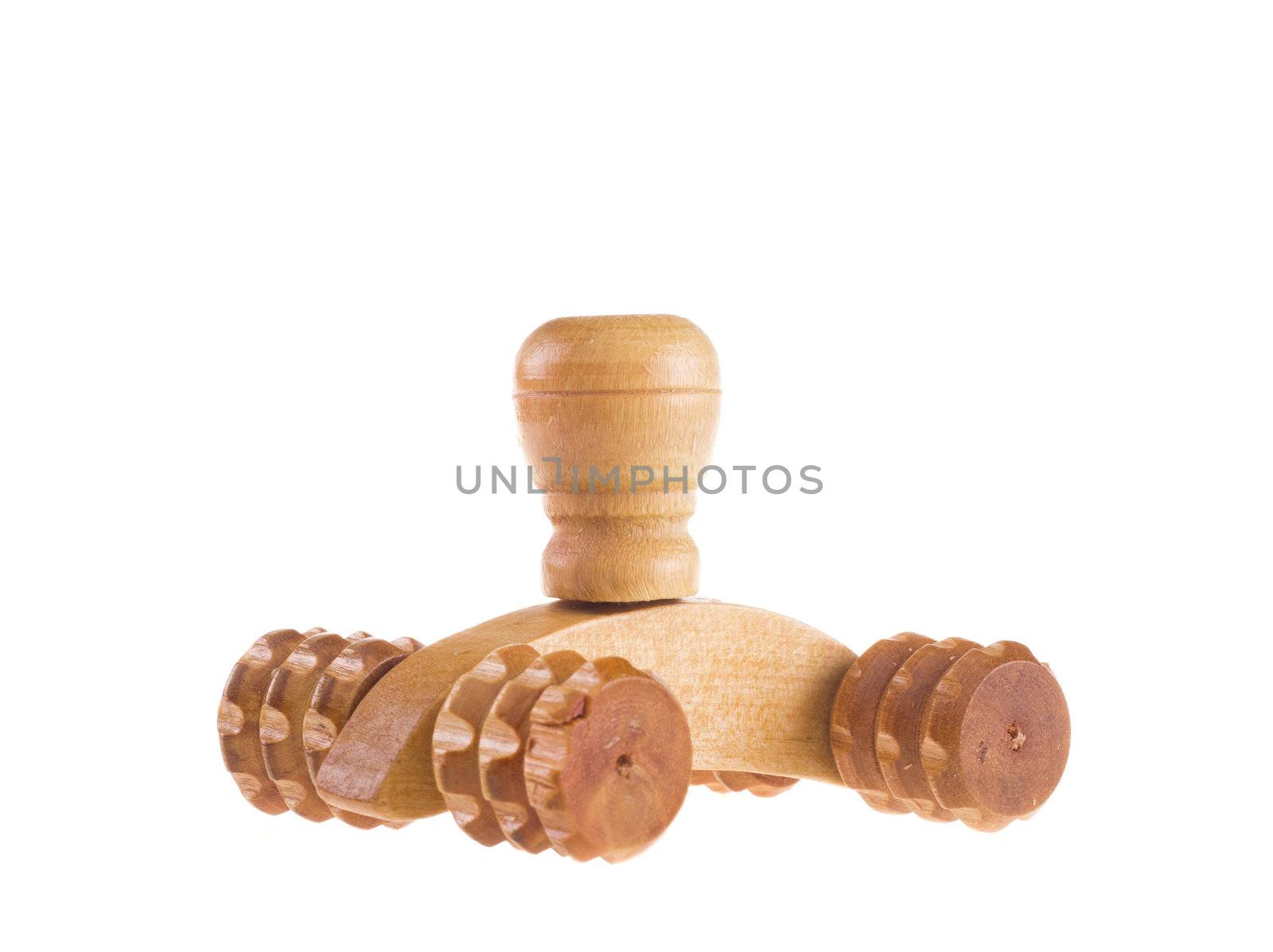 Wooden massage tool on white background