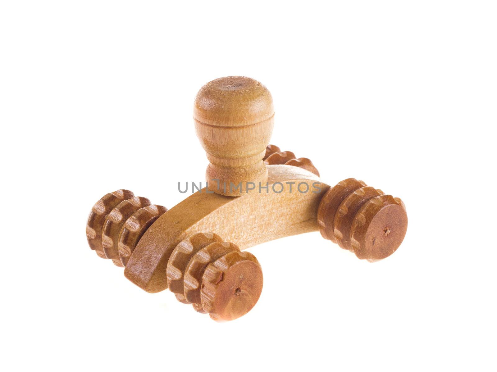 Wooden massage tool on white background