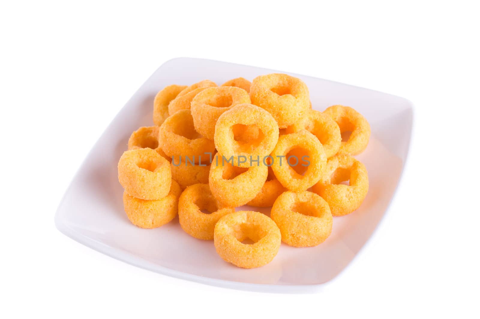 cheesy ring isolated on white background.