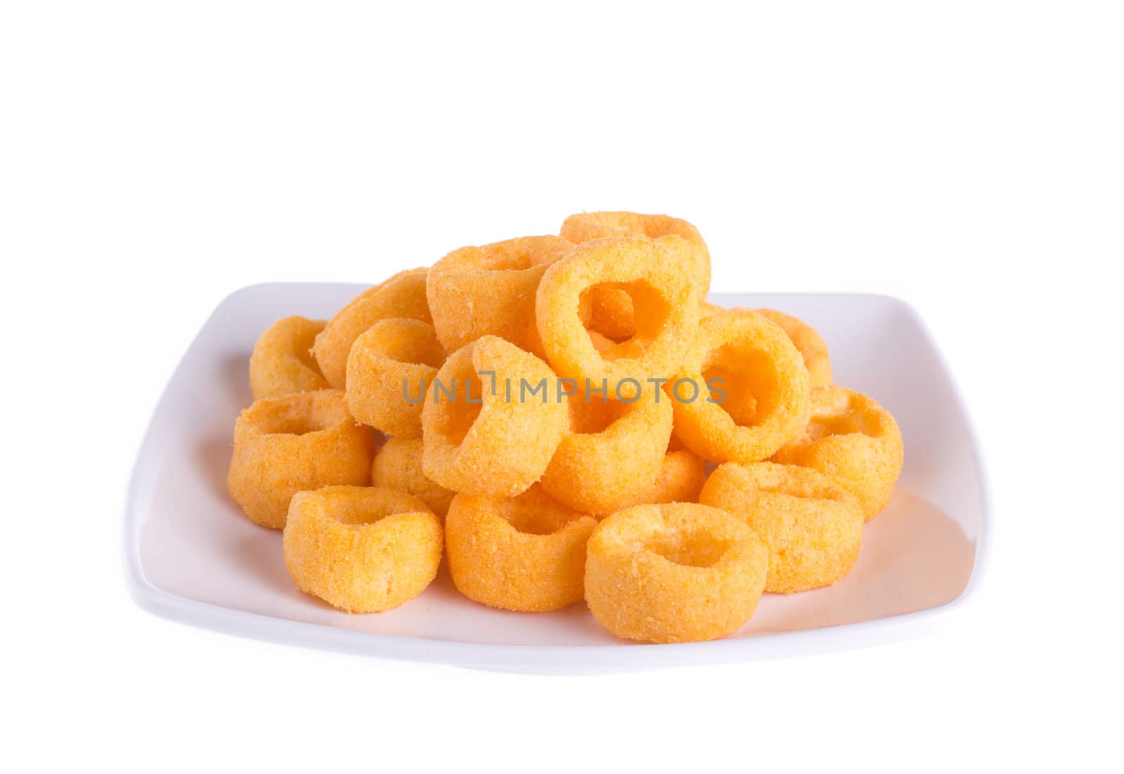 cheesy ring isolated on white background.
