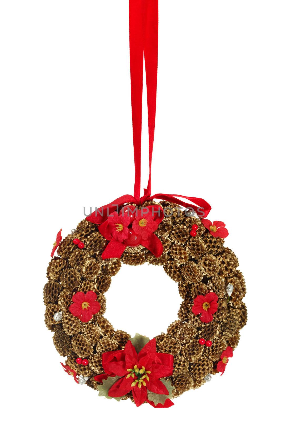 Christmas wreath, isolated on white background