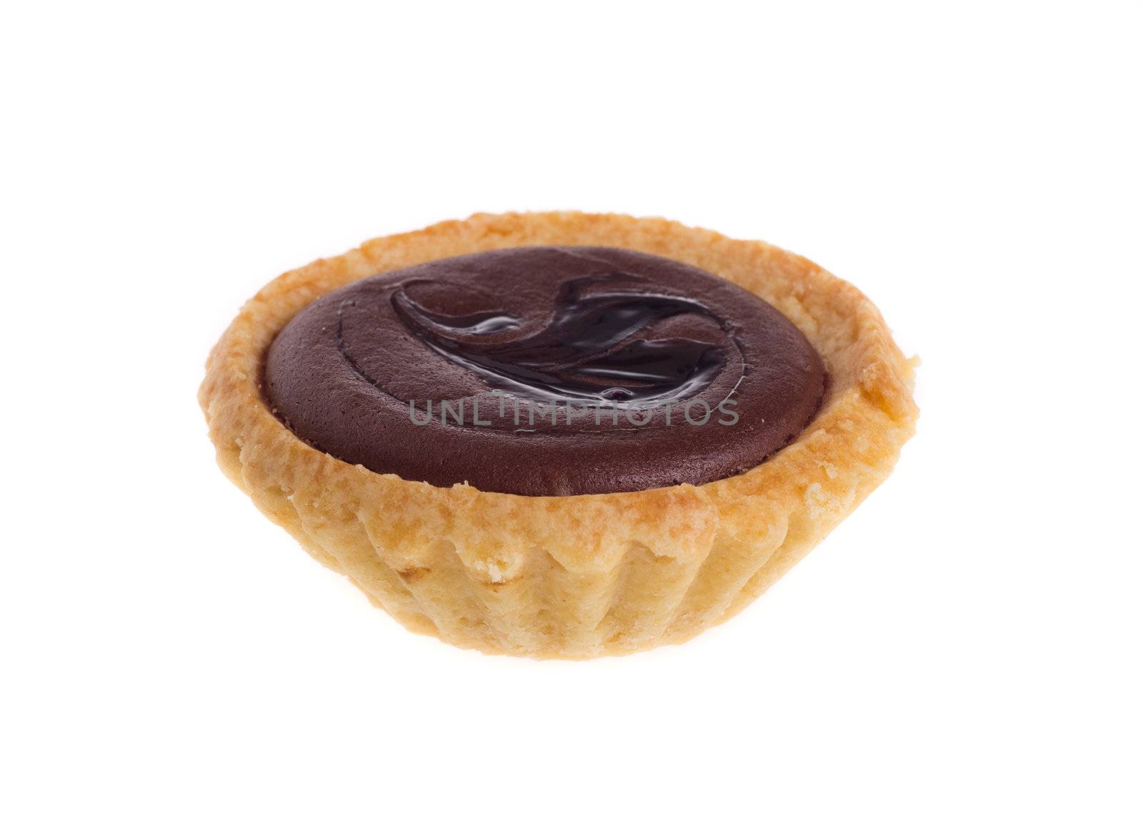 chocolate tart isolated on white background