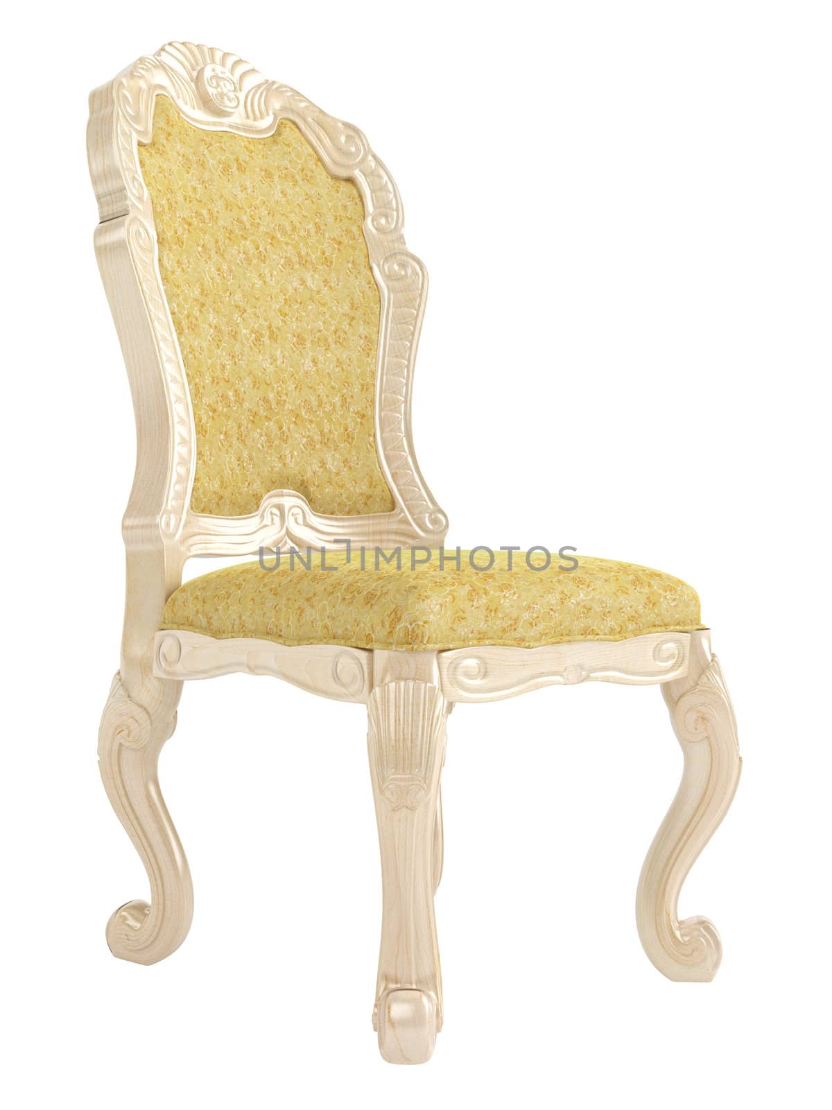 Antique wooden chair isolated on white background