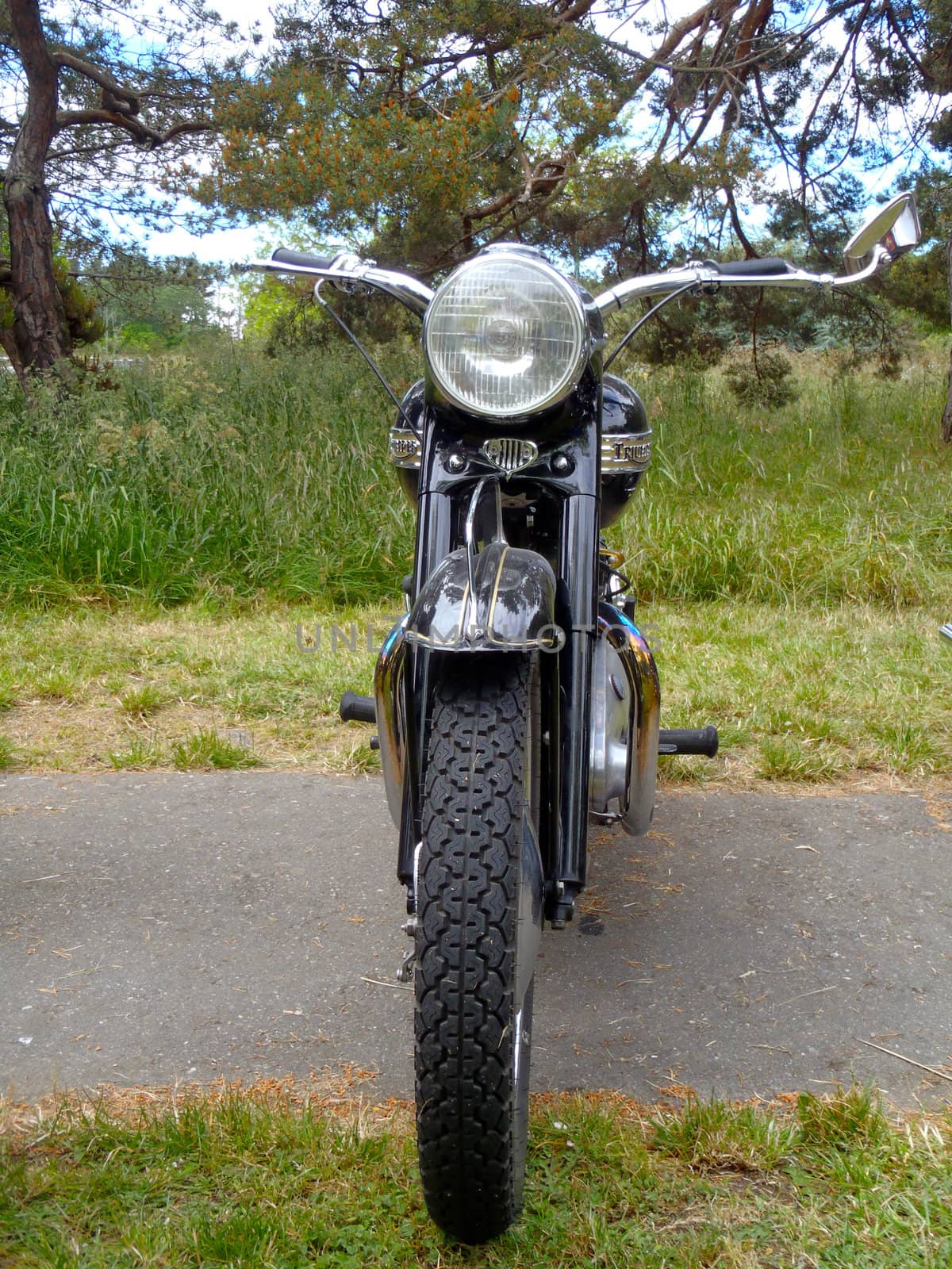 Front of classic motorcycle