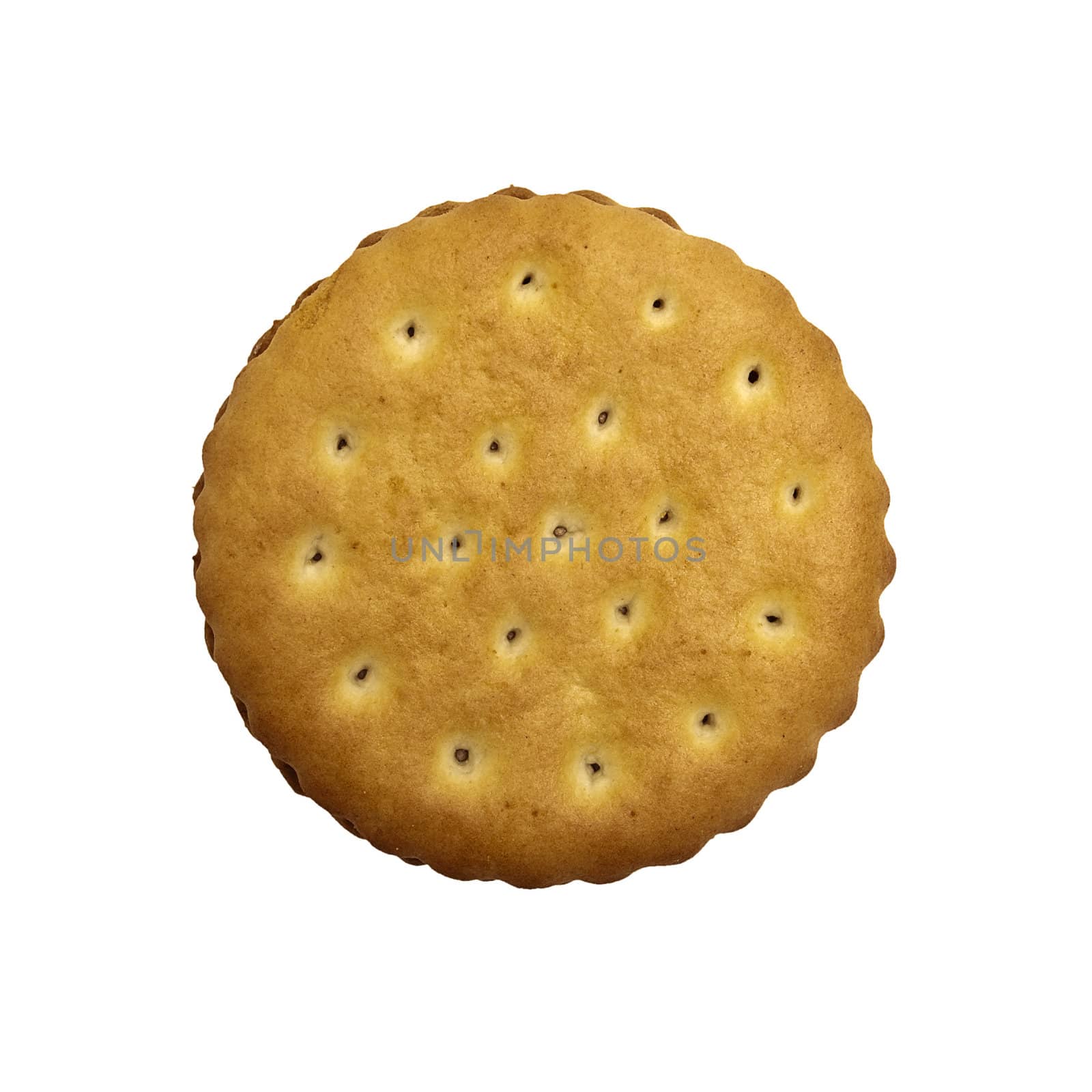 Crunchy cookie round on a white background.