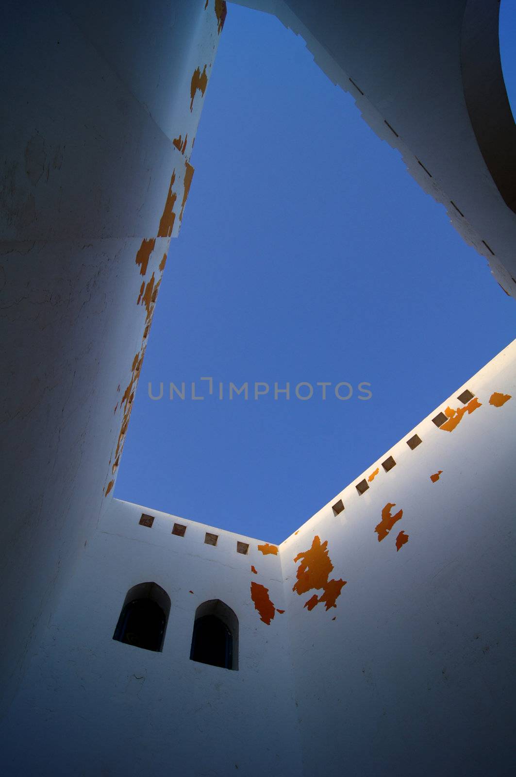 Arabic architecture: blue sky from the inner yard                