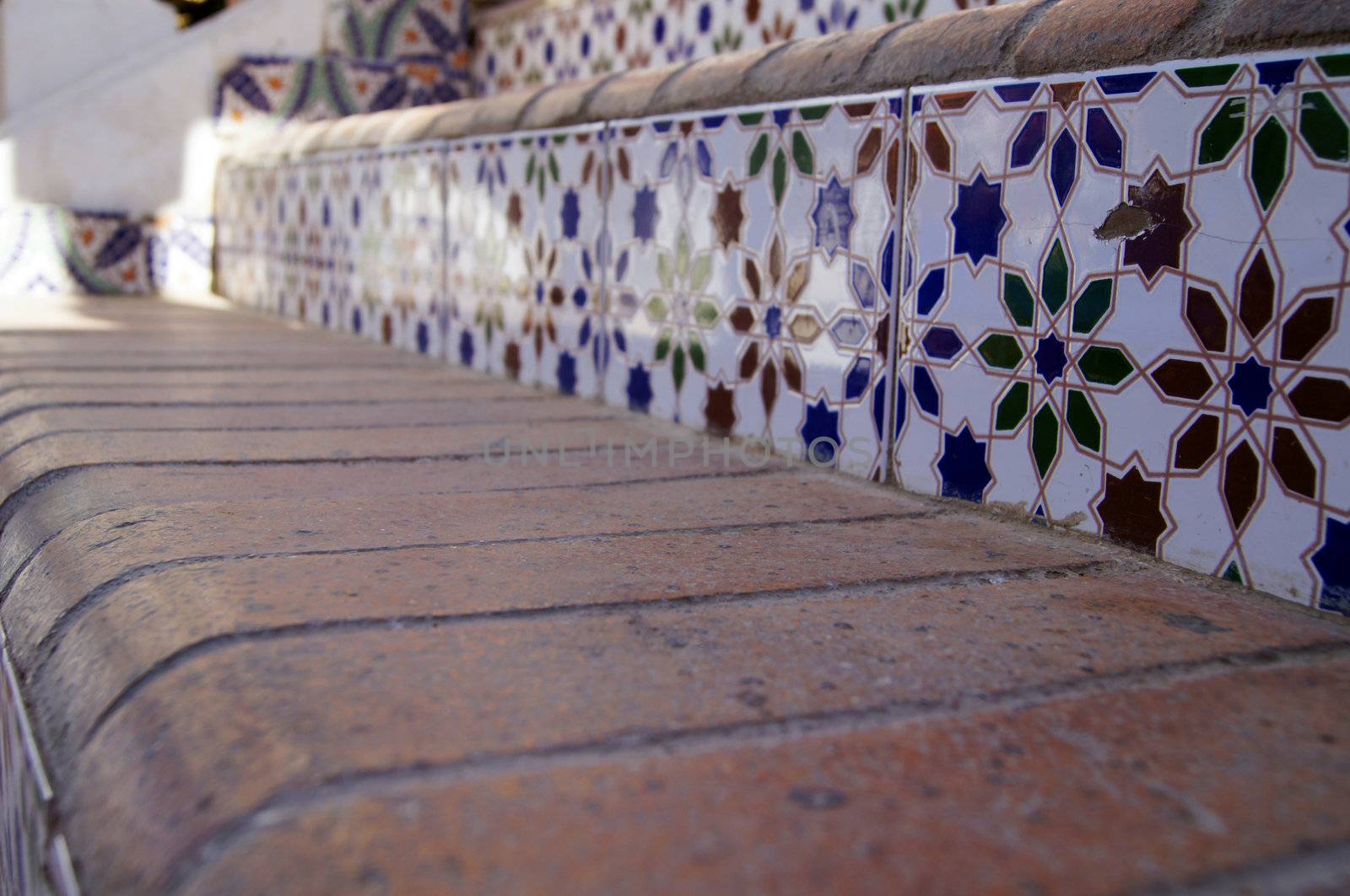 Arabic architecture: walkway with ceramic tiles               