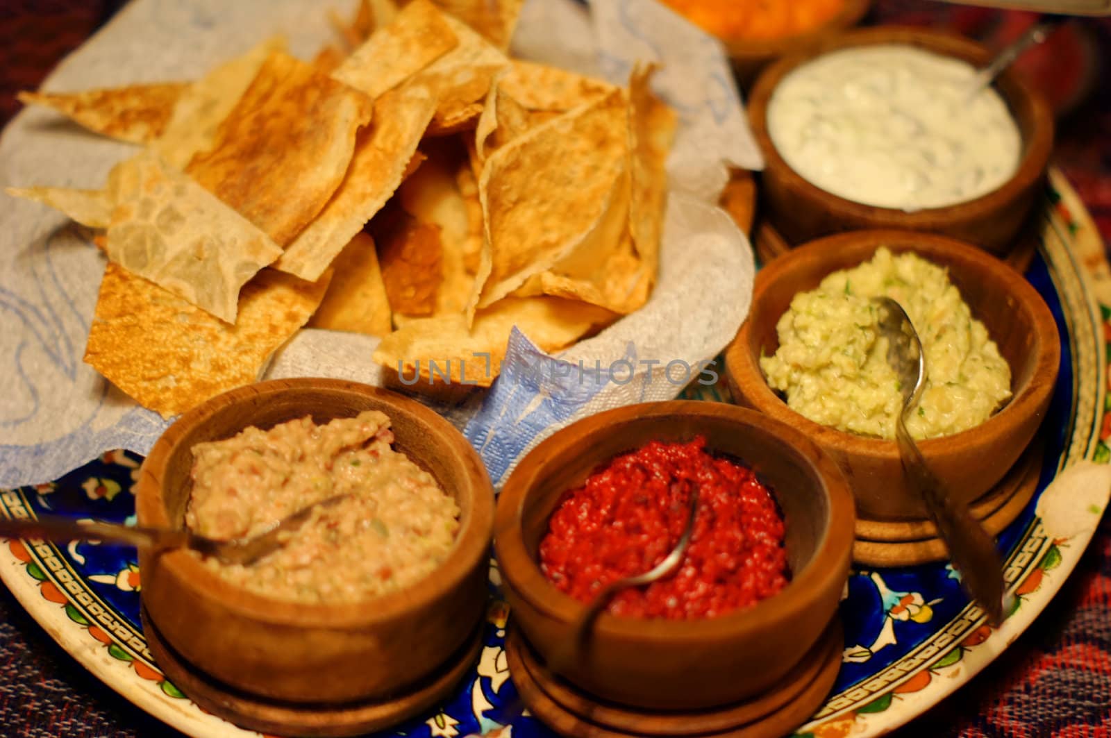 Close up of georgian national dishes by Elet