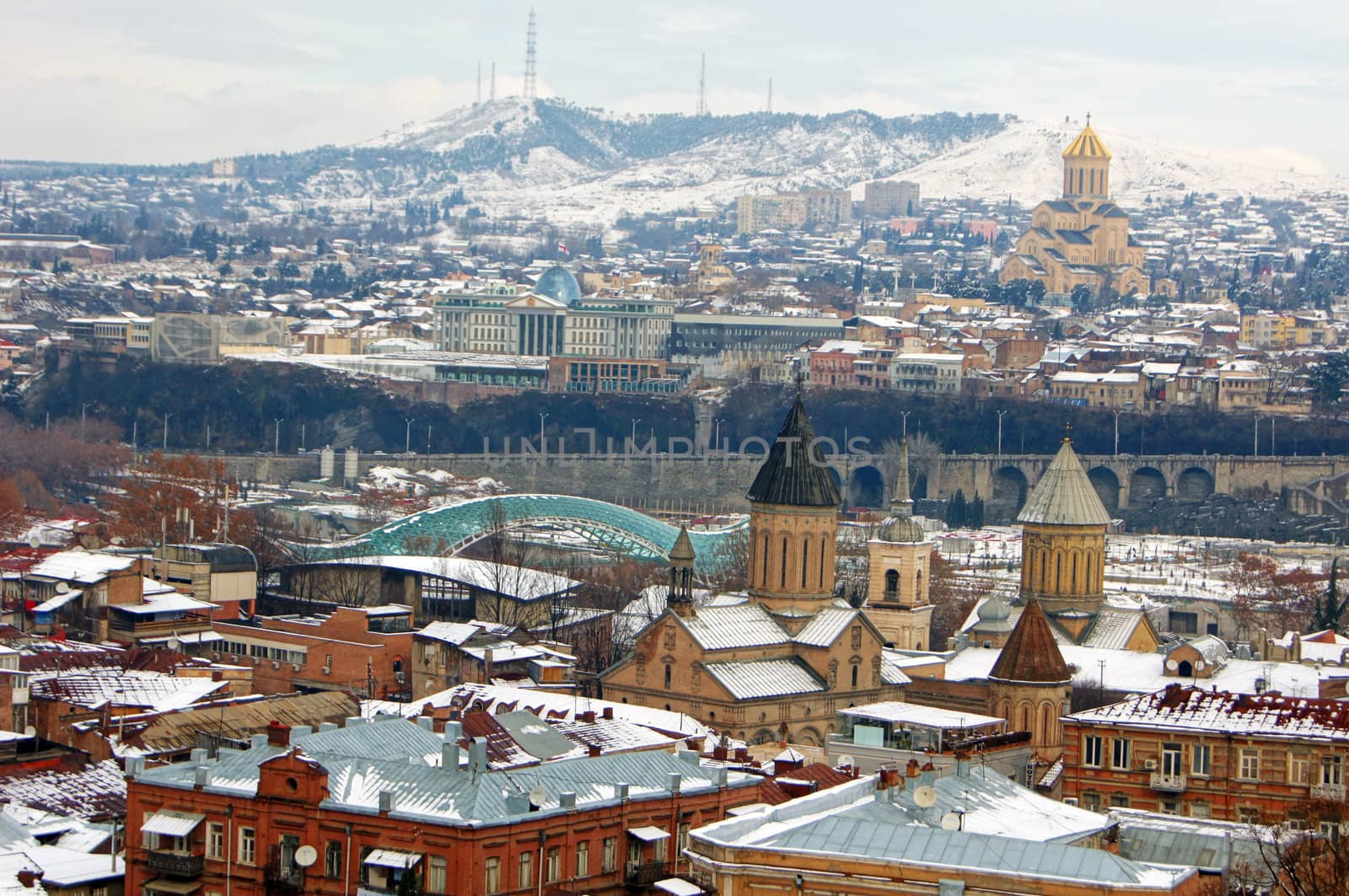 Churches and domes of Tbilisi, view to historical part of the capital of Republic of Georgia