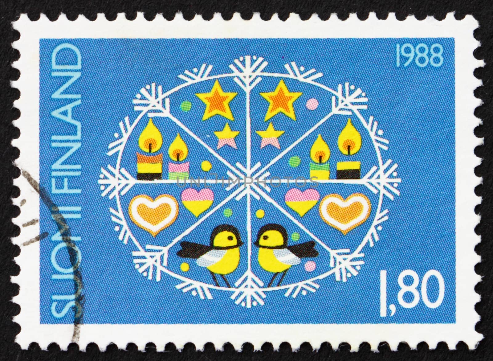 FINLAND - CIRCA 1988: a stamp printed in the Finland shows Christmas Design, circa 1988