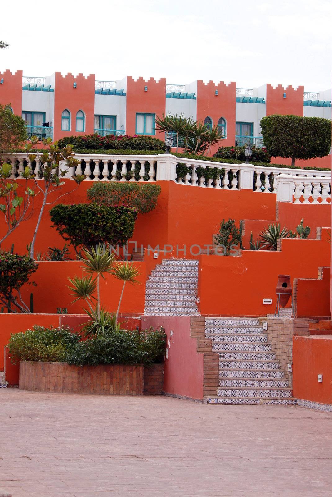 Arabic architecture: steps decorated with ceramic tiles