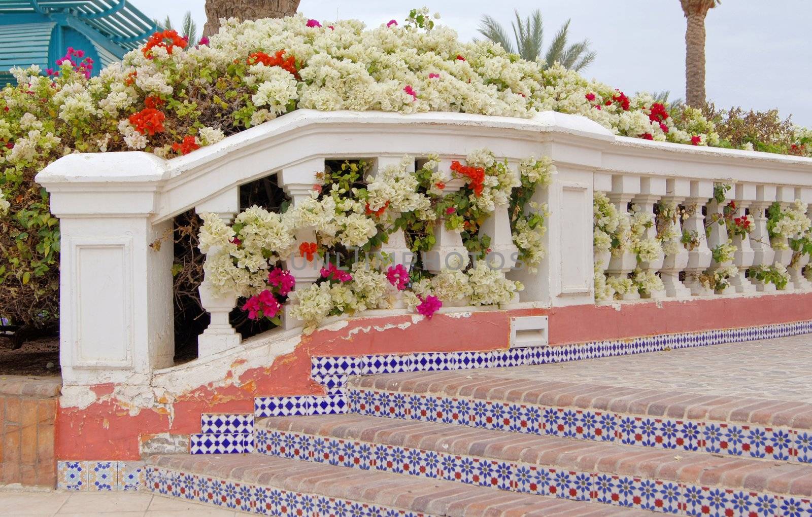 Arabic architecture: steps decorated with ceramic tiles