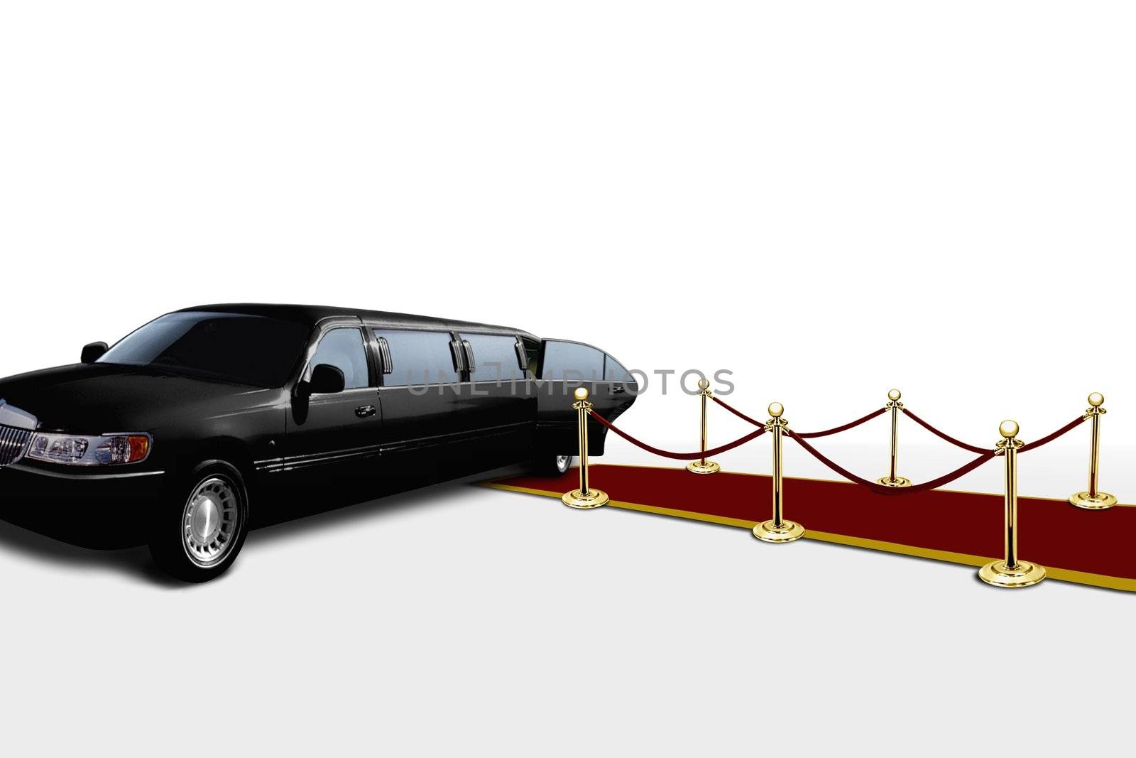 Limo and red carpet with open door
