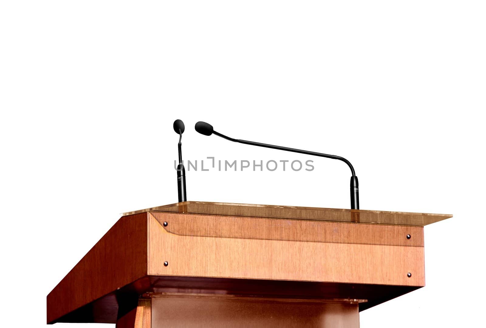 Seminar podium over white
