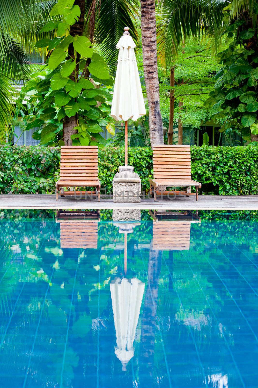 Swimming pool in the resort of Thailand