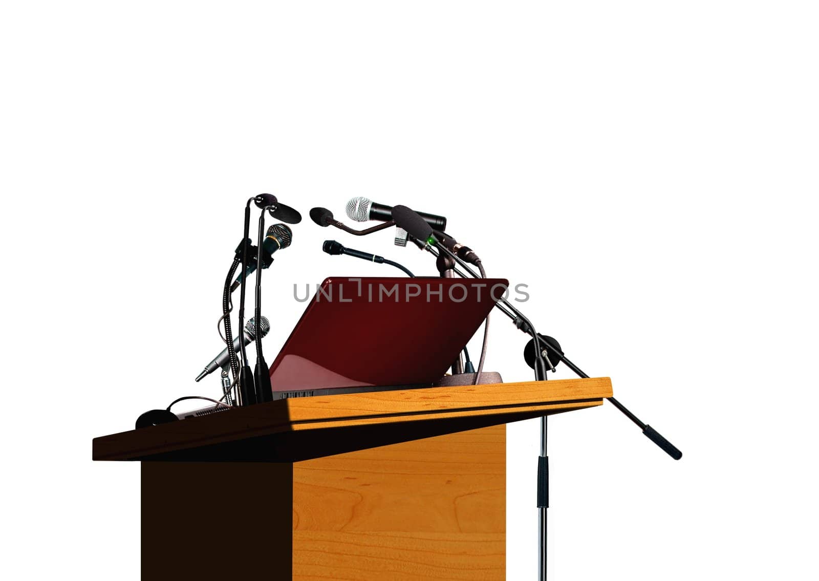 Seminar podium and microphones