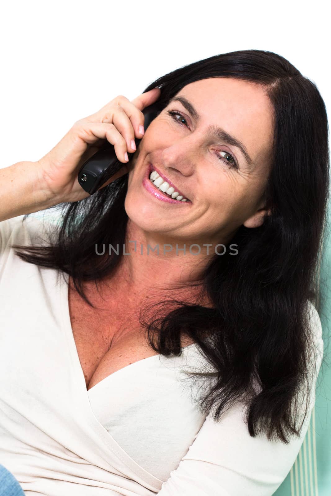 Black Haired Woman Talking On Phone