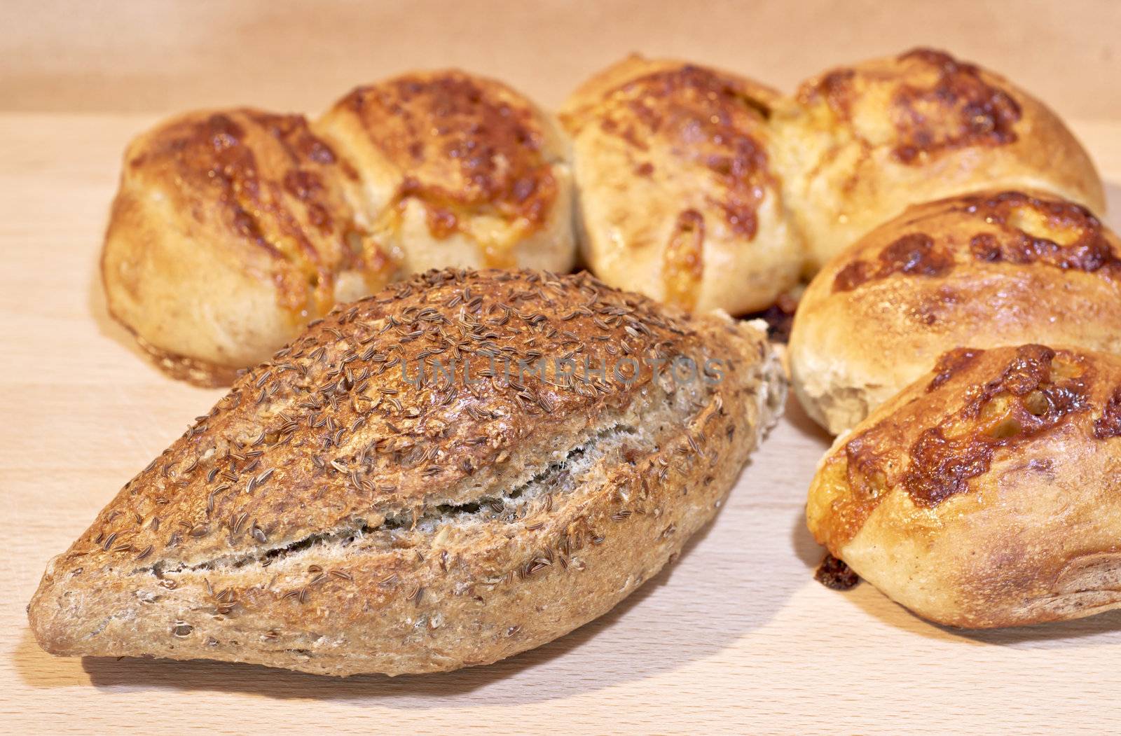 Bread with fennel seeds on the table