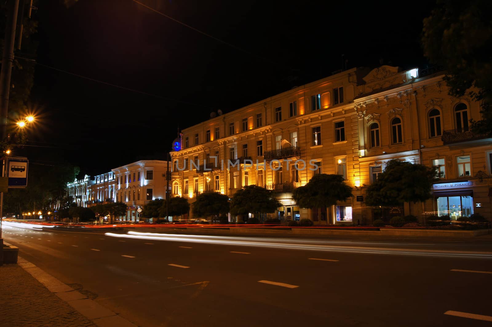 Night view of Tbilisi Old town with ancient churches, castle and president palace