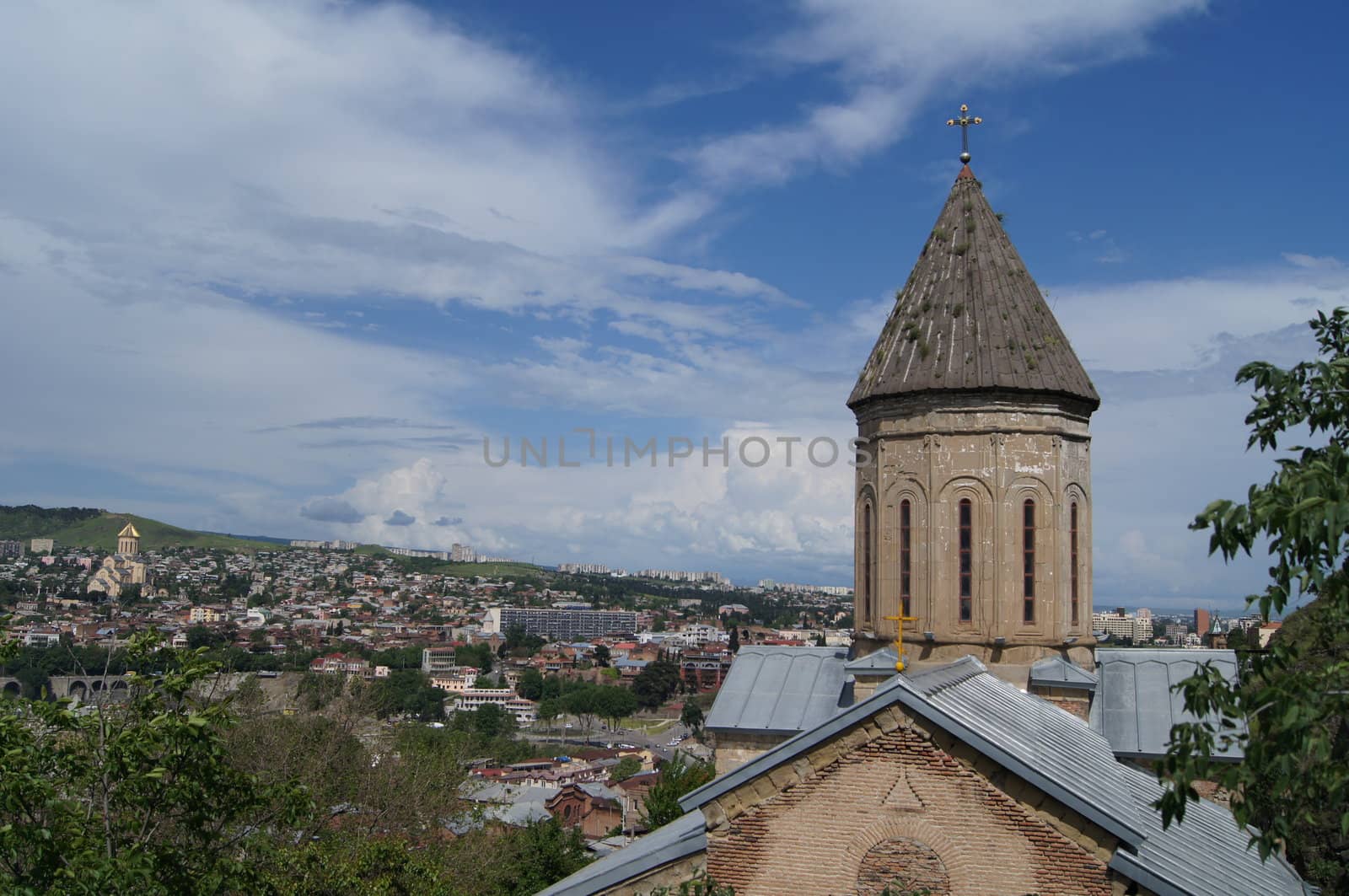 Churches and domes of Tbilisi, view to historical part of the capital of Republic of Georgia