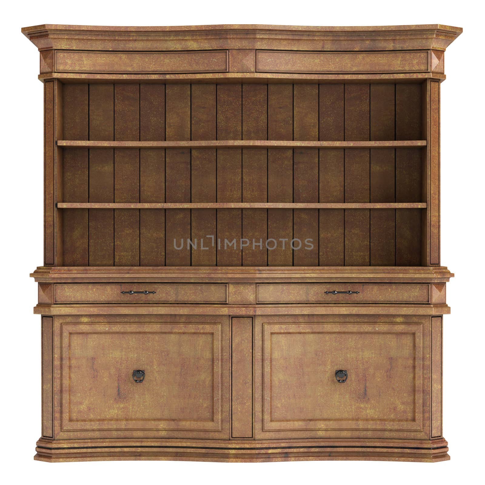 Antique wooden cabinet isolated on white background