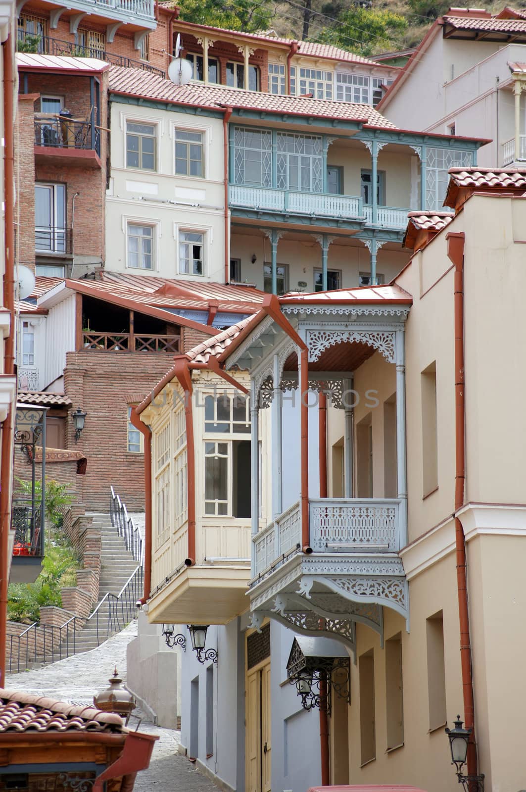 Traditional carving balconies of Tbilisi, Kalaubani area by Elet