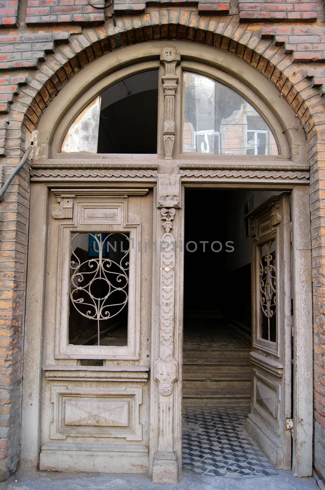 Art-Nouveau facade in Tbilisi Old town, restored area around Marjanishvilis square