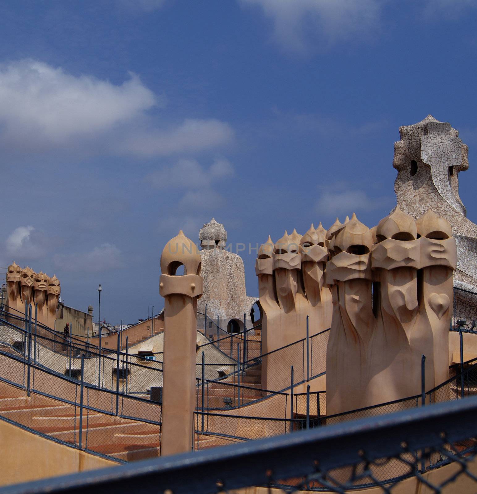 Roof of Casa Mila in Barcelona, Spain          