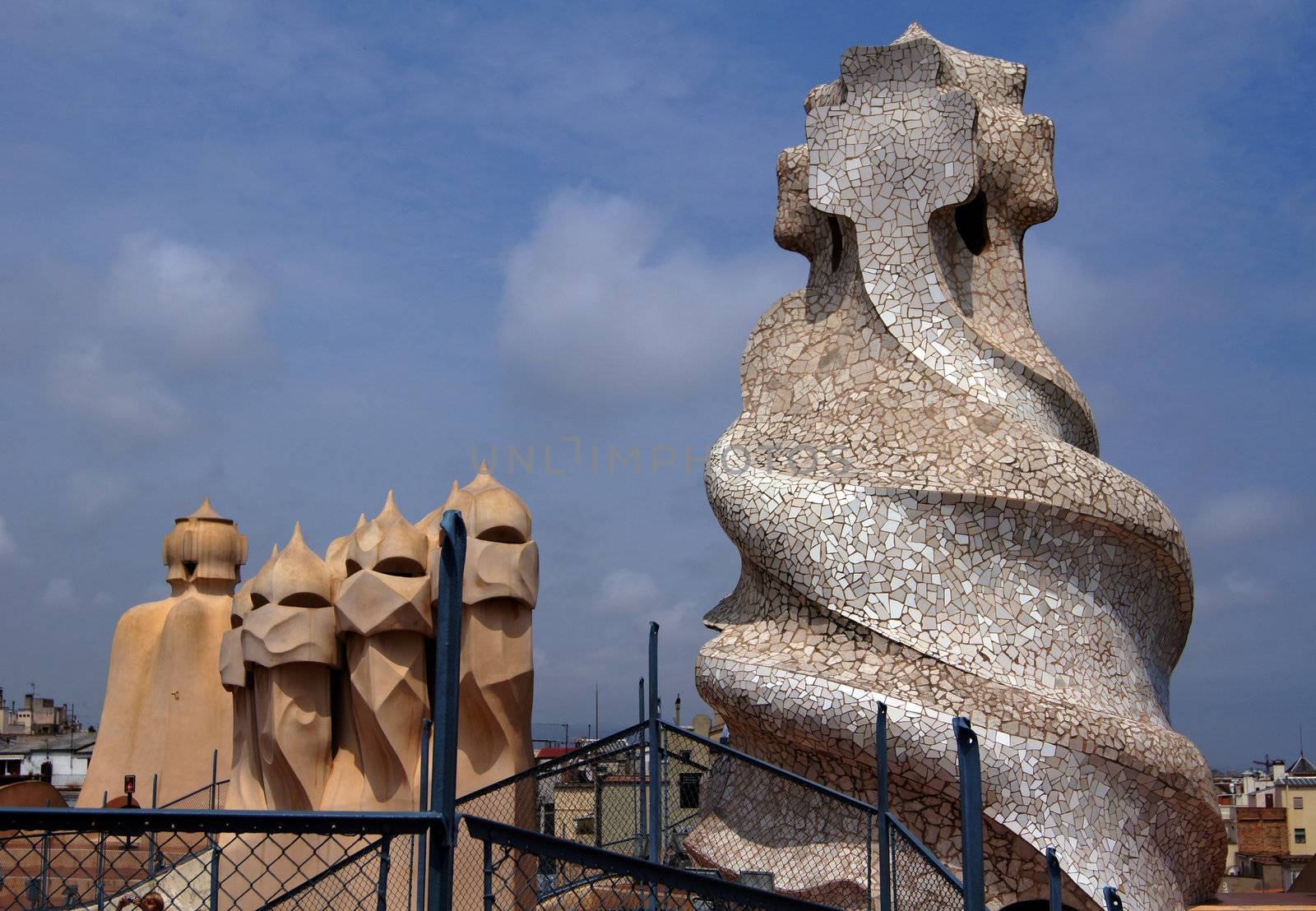 Roof of Casa Mila in Barcelona, Spain