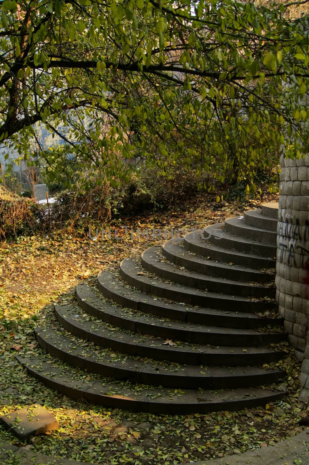 Steps in the one of the most popular park in Tbilisi - Mziuri or Sunny park in Vake area, Tbilisi, Republic of Georgia