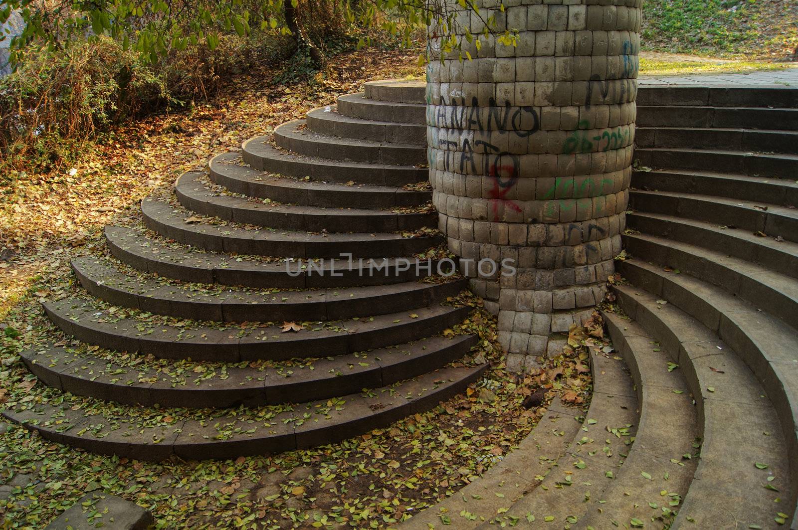 Steps in the one of the most popular park in Tbilisi - Mziuri or Sunny park in Vake area, Tbilisi, Republic of Georgia