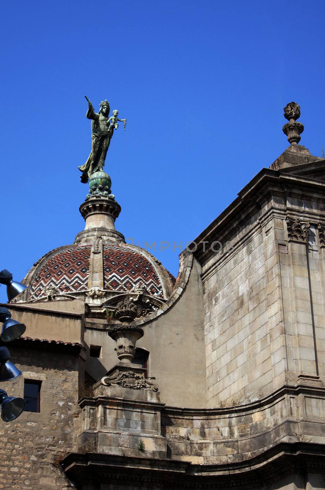 Facade of Barcelona buildings in center, Spain by Elet