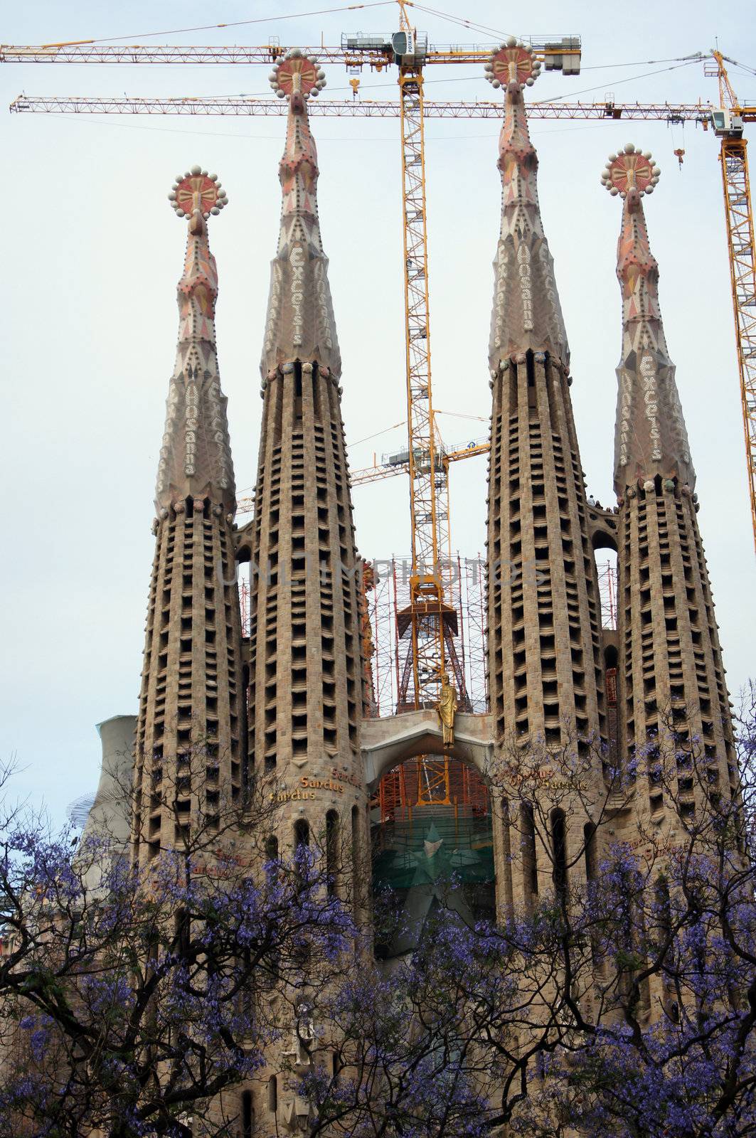 Facade of Sagrada Familia cathedral in Barcelona, Spain