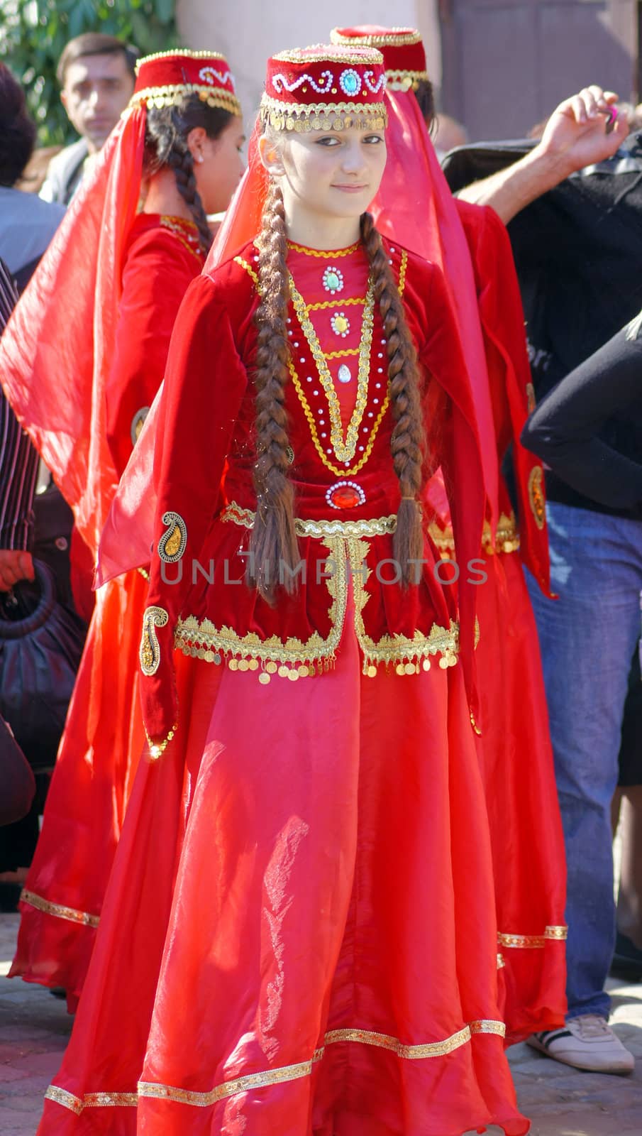 TBILISI, GEORGIA - OCTOBER 9: Participants of Georgian Folk Autumn Festival - Tbilisoba, in adjarian traditional costume dancing Ajaruli dance, October 9, 2011 in Tbilisi, Georgia.