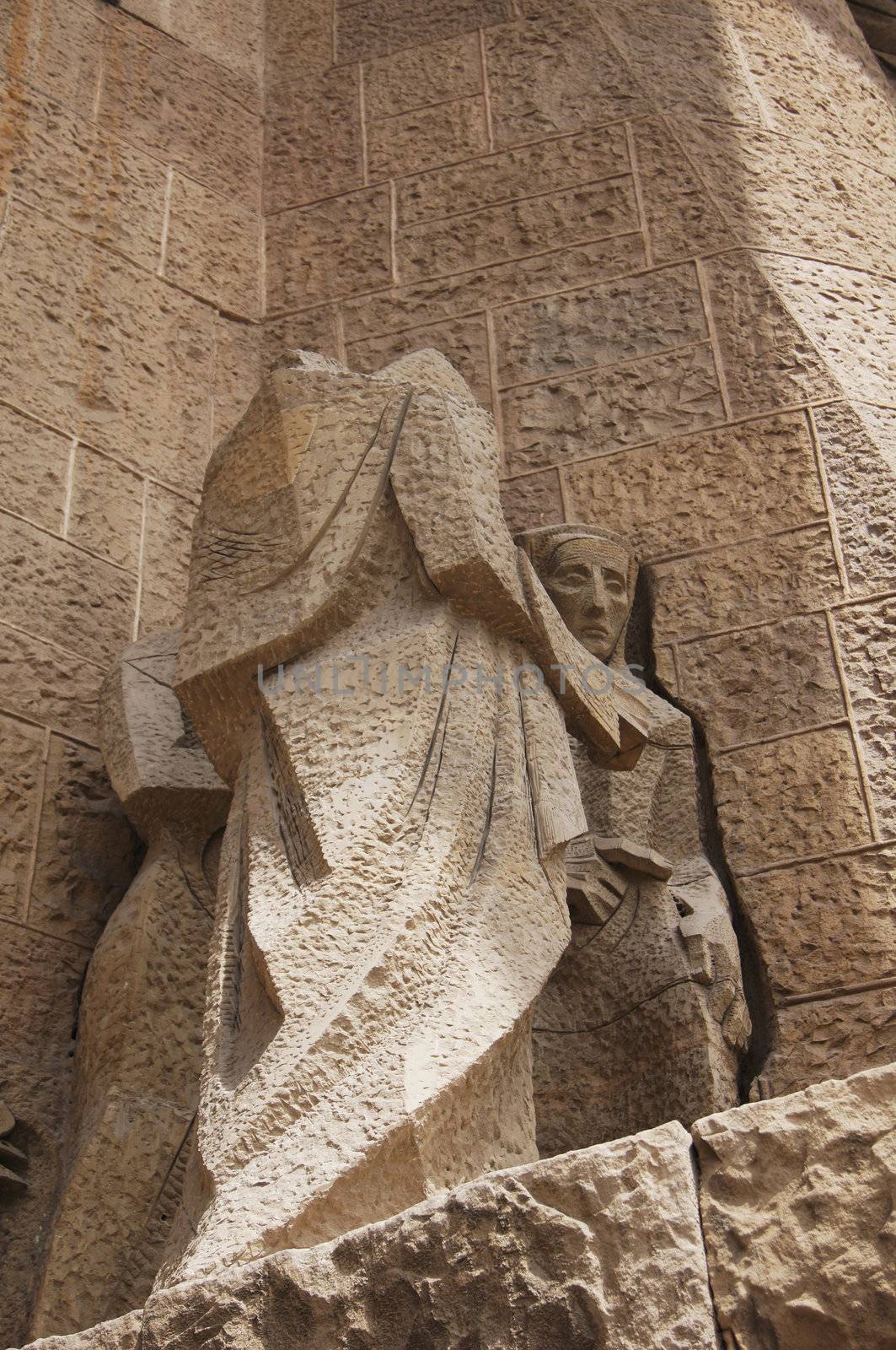 Facade of Sagrada Familia cathedral in Barcelona, Spain   