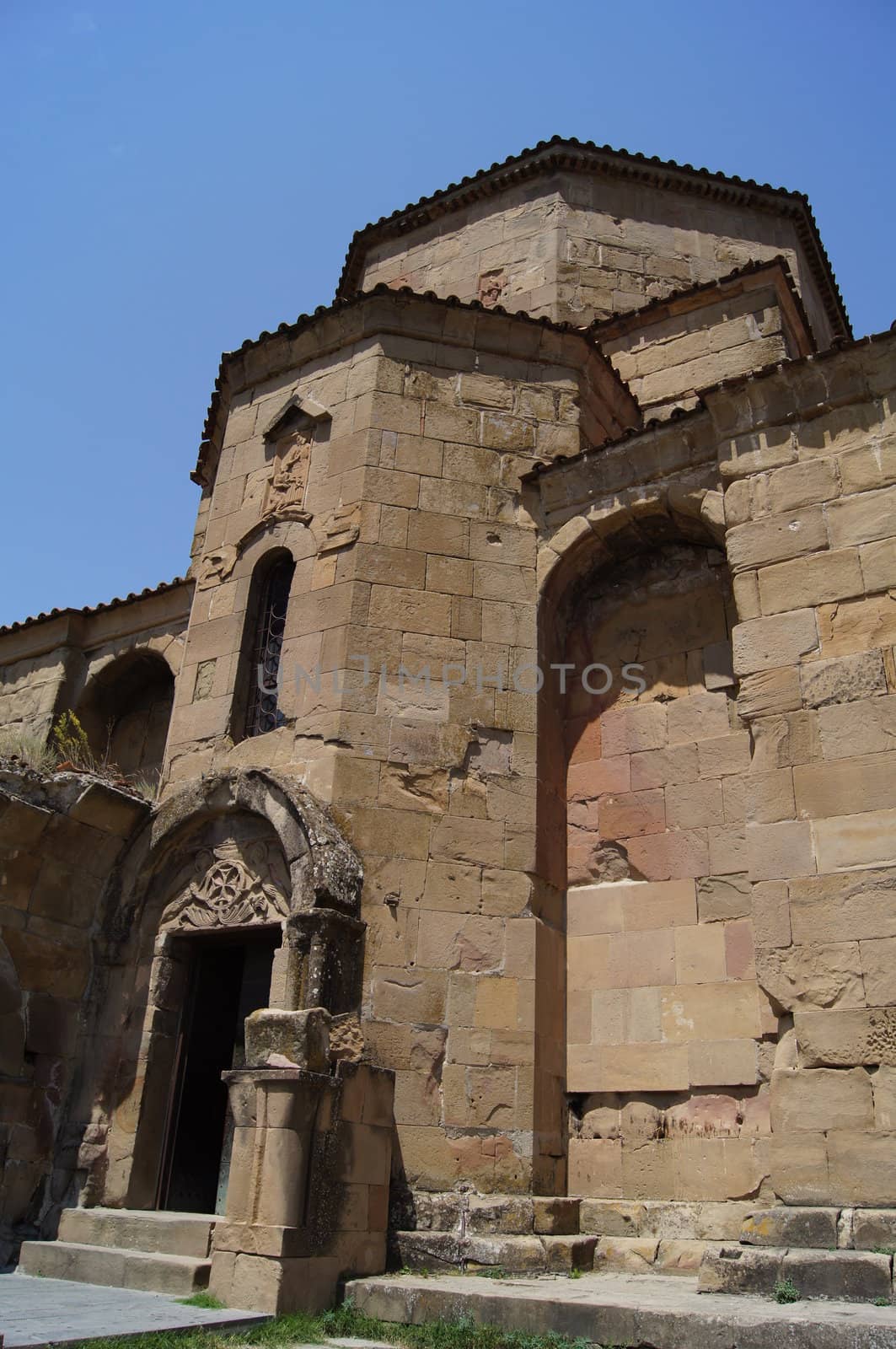 Exterior of ruins of Jvari, which is a Georgian Orthodox monastery of the 6th century near Mtskheta (World Heritage site) - the most famous symbol of georgiam christianityDjvari monastery
