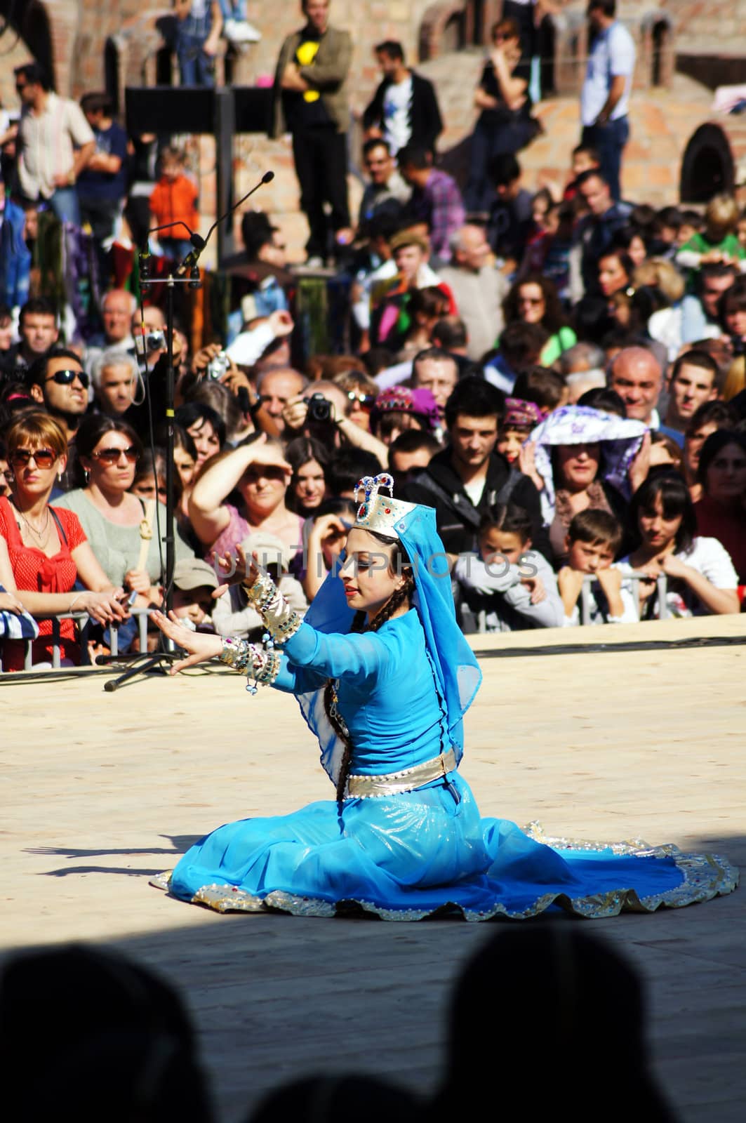 TBILISI, GEORGIA - OCTOBER 9: Participants of Georgian Folk Autumn Festival - Tbilisoba, in adjarian traditional costume dancing Ajaruli dance, October 9, 2011 in Tbilisi, Georgia.