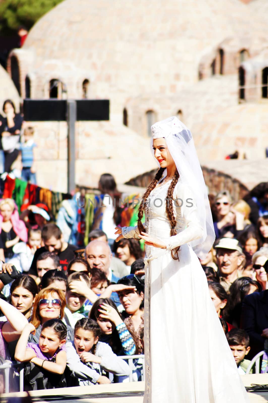 TBILISI, GEORGIA - OCTOBER 9: Participants of Georgian Folk Autumn Festival - Tbilisoba, in adjarian traditional costume dancing Ajaruli dance, October 9, 2011 in Tbilisi, Georgia.