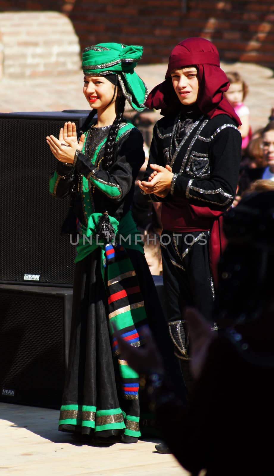 TBILISI, GEORGIA - OCTOBER 9: Participants of Georgian Folk Autumn Festival - Tbilisoba, in adjarian traditional costume dancing Ajaruli dance, October 9, 2011 in Tbilisi, Georgia.